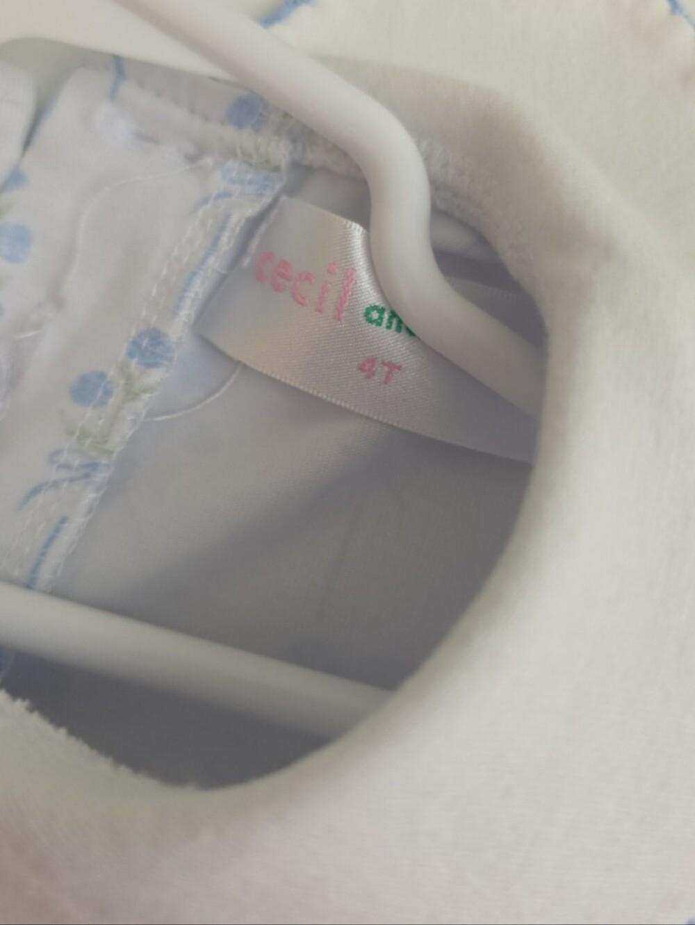 Cecil And Lou 4t White Dress with Light Blue Floral Print Smocked Brand - Picture 3 of 4